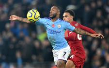 Manchester City's English midfielder Raheem Sterling (L) vies with Liverpool's English defender Trent Alexander-Arnold (R) during the English Premier League football match between Liverpool and Manchester City at Anfield in Liverpool, north-west England on 10  November 2019. Picture: AFP