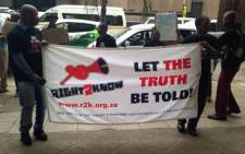FILE: Right to Know Campaign protesters. Picture: Masego Rahlaga/EWN.