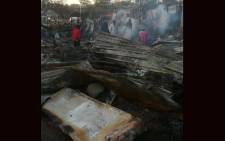 Around 200 shack dwellers have been left homeless after a fire in the Clay Oven Informal Settlement which killed one person. Picture: Twitter/@RobertMulaudzi