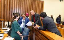 EFF leader Julius Malema (red tie) in court on 7 April 2022. Picture: EFF South Africa/Twitter
