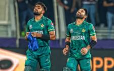 Pakistan's captain Babar Azam and Mohammad Rizwan after defeating India by 10 wickets in their T20 World Cup match on 24 October 2020. Picture: @T20WorldCup/Twitter