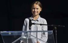 Swedish climate activist Greta Thunberg takes to the podium to address young activists and their supporters during the rally for action on climate change on 27 September 2019 in Montreal, Canada. Picture: AFP