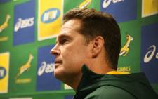 FILE: Springbok Coach Rassie Erasmus addresses the media after selecting his Rugby Championship squad in Stellenbosch. Picture: Bertram Malgas/EWN
