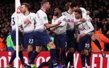 Tottenham players celebrate a goal during their Caraboa Cup match against Arsenal on 19 December 2018. Picture: @SpursOfficial/Twitter