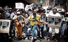 Free State ANC members protest at the party's Luthuli House headquarters in Johannesburg on 19 October 2020. Picture: Xanderleigh Dookey/EWN