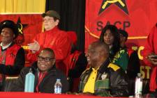 ANC president Cyril Ramaphosa (foreground right) attends the SACP's 15th national congress in Boksburg on 15 July 2022. Picture: @SACP1921/Twitter