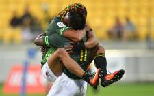 South Africa’s Seabelo Senatla and Justin Geduld. Picture: AFP.