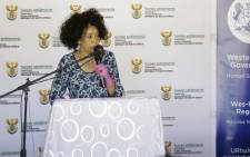 Human Settlements Minister Lindiwe Sisulu in Masiphumelele in Cape Town on 22 December 2020. Picture: @LindiweSisuluSA/Twitter