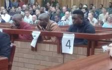 Convicted rhino poachers Forget Ndlovu, Jabulani Ndlovu and Sikhumbuzo Ndlovu in the Grahamstown High Court for sentencing. Picture: SAPS/Twitter.