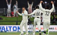 New Zealand's Ross Taylor celebrates taking the final wicket against Bangladesh in the second Test to level the series 1-1 on 11 January 2022. Picture: @ICC/Twitter