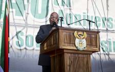 President Jacob Zuma addresses the crowd during Youth Day celebrations at Orlando stadium in Soweto on 16 June 2016. Picture: Reinart Toerien/EWN.