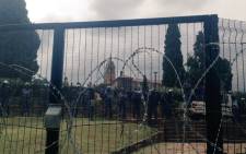 Barbed wire and riot police at the Union Buildings on 12 April 2017 as thousands marched to the seat of government to demand the resignation of President Jacob Zuma. Picture: Haji Mohamed Dawjee