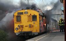 A train is alight at Steenberg Railway Station on 18 June 2018. Picture: Supplied by CoCT fire & rescue services







