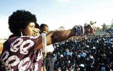 FILE: A picture taken on 13 April 1986 shows Winnie Madikizela-Mandela, then-wife of South African president Nelson Mandela and anti-apartheid campaigner, addressing a meeting in Kagiso township. Picture: AFP