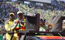 Zimbabwe’s President Emmerson Mnangagwa addressing supporters in Harare. Picture: @edmnangagwa/Twitter.