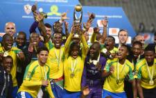 Mamelodi Sundowns players celebrate after winning the CAF Champions League title. Picture: AFP