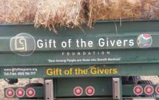 A Gift of the Givers truck delivers animal fodder. Picture: @GiftoftheGivers/Facebook