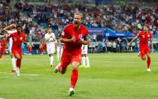 England captain Harry Kane celebrates his goal during the World Cup match against Tunisia on 18 June 2018. Picture: @England/Twitter