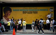 The tribute wall for Mama Winnie outside Luthuli House. Picture: Kayleen Morgan/EWN 