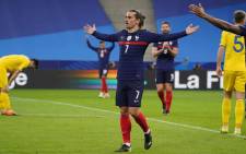 France’s Antoine Griezmann celebrates a goal against Ukraine on 24 March 2021 in the 2022 World Cup qualifiers match. Picture: @FrenchTeam/Twitter.
