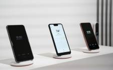 The new Google Pixel 3 smartphone is displayed during a Google product release event on 9 October 2018 in New York City. Picture: AFP.