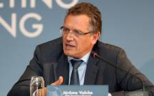 FIFA Secretary General Jerome Valcke speaks during a press conference to defend the footballs ruling bodys controversial proposal to shift the 2022 World Cup from the normal summer time slot to November/December on 25 February, 2015 in Doha. Picture: AFP.