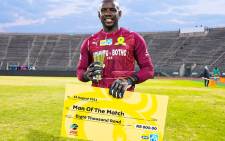 Mamelodi Sundowns goalkeeper Kennedy Mweene was the Man of the Match for saving four penalties in the shootout against Kaizer Chief in their MTN8 match on 15 August 2021. Picture: @Masandawana/Twitter