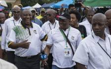 Newly elected ANC President Cyril Ramaphosa is seen on Tuesday 19 December as he embarks on a walk about of stalls selling ANC regalia and well as other business stalls located in the hall of the Progressive Business Forum. Picture: Ihsaan Haffejee/EWN.