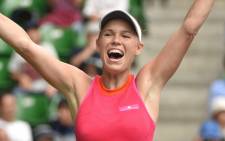 Caroline Wozniacki of Denmark celebrates her victory against Anastasia Pavlyuchenkova of Russia during the women's singles final at the Pan Pacific Open tennis tournament in Tokyo on 24 September 2017. Picture: AFP.