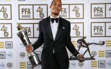 Liverpool defender Virgil van Dijk with his English PFA Player of the Year Awards. Picture: @LFC/Twitter