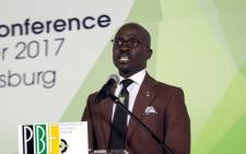 Finance Minister Malusi Gigaba during the PGF Breakfast at Nasrec on 16 December 2017. Picture: @MYANC/Twitter
 