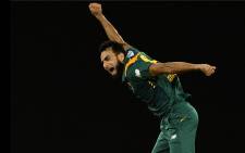 FILE: Proteas leg spinner Imran Tahir celebrates a wicket. Picture: @OfficialCSA/Twitter