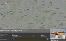 The flight path of the crashed Saratov Airlines flight. Picture: @flightradar24/Twitter