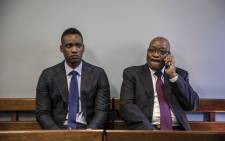 FILE: Duduzane Zuma (left) in court with his father Jacob Zuma. Picture: Thomas Holder/EWN