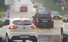 Some motorists are reportedly stuck at the Gilloolys interchange on the stretch of the N3 highway in Bedfordview due to flooding. Picture: Supplied.