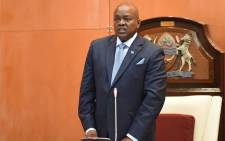 FILE: Botswana's President Mokgweetsi Masisi speaks after taking the oath as the 5th President at the National Assembly in Gaborone on 1 April 2018. Picture: AFP.