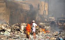 FILE: Aftermath of a blast in Mogadishu in October 2017.  Picture: AFP