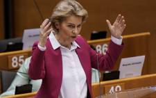 FILE: European Commission President Ursula von der Leyen speaks during a plenary session of the European Parliament in Brussels on 27 May 2020, amid the crisis linked with the Covid-19 pandemic caused by the novel coronavirus. Picture: AFP