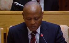 A screengrab of Abram Masango appearing before a parliamentary committee into state capture at Eskom.