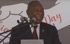 A screengrab of President Cyril Ramaphosa is addressing a Reconciliation Day gathering in Mthatha, in the Eastern Cape on 16 December 2018.