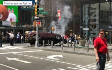 A screengrab of the crashed car in New York City's Times Square.