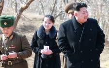 Kim Yo Jong (centre back) with North Korea leader Kim Jong Un (front). Picture: AFP