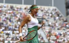 France's Kristina Mladenovic reacts after winning a point during her tennis match against US Shelby Rogers at the Roland Garros 2017 French Open on 2 June 2017 in Paris. Picture: AFP