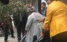 Cape Town Mayor Patricia de Lille and Leah Tutu ceremonially plant an olive tree in the courtyard at the historic Granary Building. Picture: Kevin Brandt/EWN.