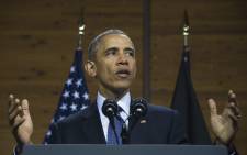 FILE: US President Barack Obama delivers remarks after touring the Hannover Messe Trade Fair in Hanover, Germany, 25 April, 2016. Picture: AFP.