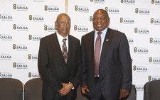 Outgoing Salga Chairperson Councillor Thabo Manayoni together with the Deputy President Cyril Ramaphosa. Picture: Salga