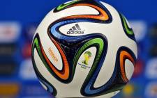A picture taken at the Pernambuco Arena Stadium in Recife, on 19 June, 2014 shows the Brazuca official ball during a press conference of Costa Rica on the eve of their World Cup group D football match against Italy. Picture: AFP