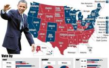 A graphic showing Barack Obama's win in the 2012 US Presidential elections. Graphic: AFP.