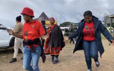 Economic Freedom Fighters (EFF) members arrive in Stellenbosch on 6 April 2022 ahead of the march to business tycoon Johann Rupert's business entity, Remgro Limited. Picture: Kaylynn Palm/Eyewitness News
