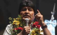 Bolivia's President Evo Morales speaks to members of the Bolivian community at the Bolivian consulate in Buenos Aires, Argentina, on 19 October 2018. Picture: AFP